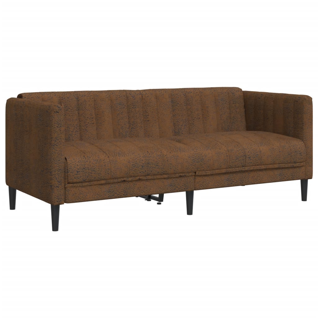 vidaXL Sofa 2-os., brązowa, sztuczna skóra zamszowa