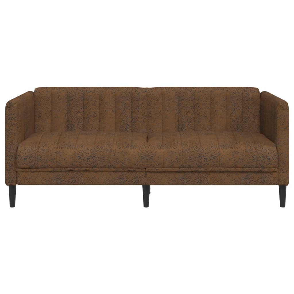 vidaXL Sofa 2-os., brązowa, sztuczna skóra zamszowa