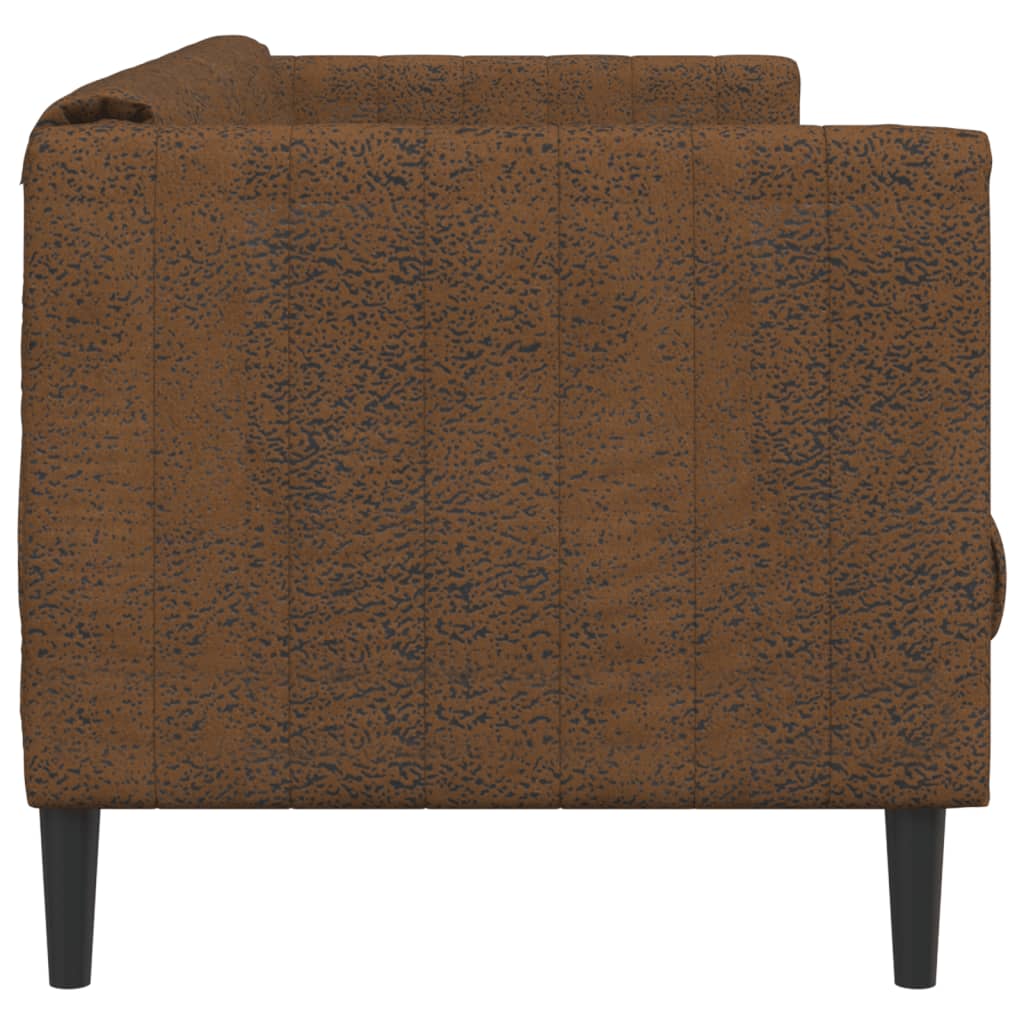 vidaXL Sofa 2-os., brązowa, sztuczna skóra zamszowa