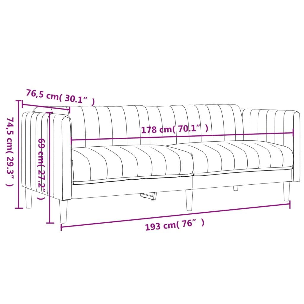 vidaXL Sofa trzyosobowa, jasnoszara, tkanina