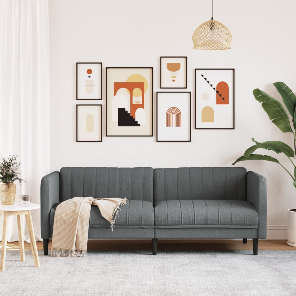 vidaXL Sofa trzyosobowa, ciemnoszara, tkanina