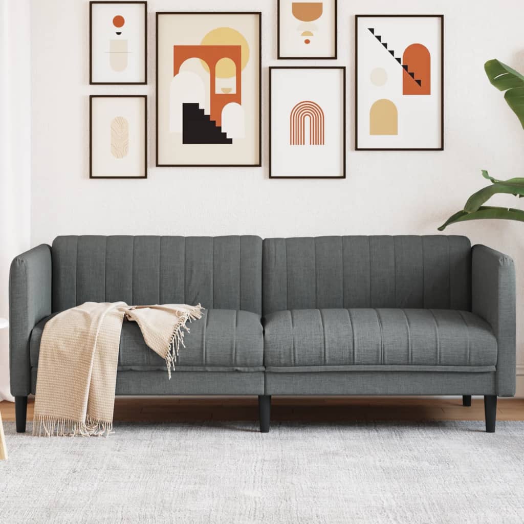 vidaXL Sofa trzyosobowa, ciemnoszara, tkanina