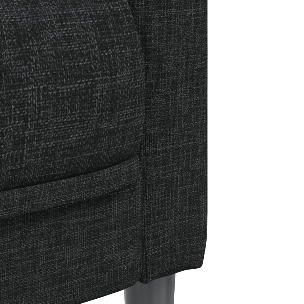 vidaXL Sofa 3-osobowa, czarna, tapicerowana tkaniną