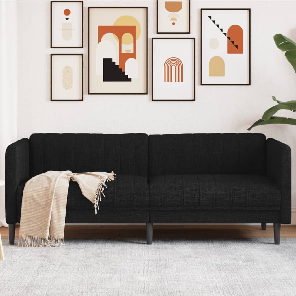 vidaXL Sofa 3-osobowa, czarna, tapicerowana tkaniną