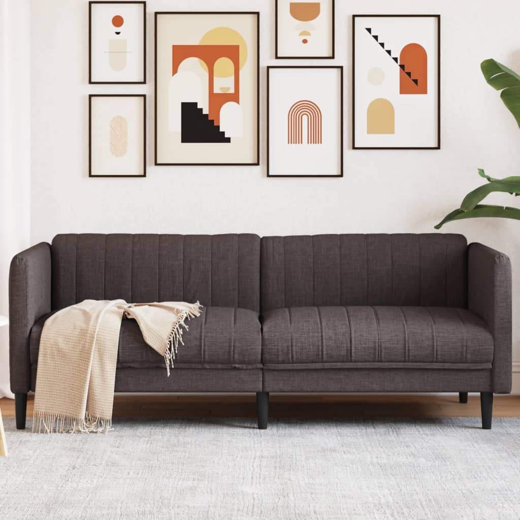 vidaXL Sofa 3-osobowa, ciemnobrązowa, tapicerowana tkaniną