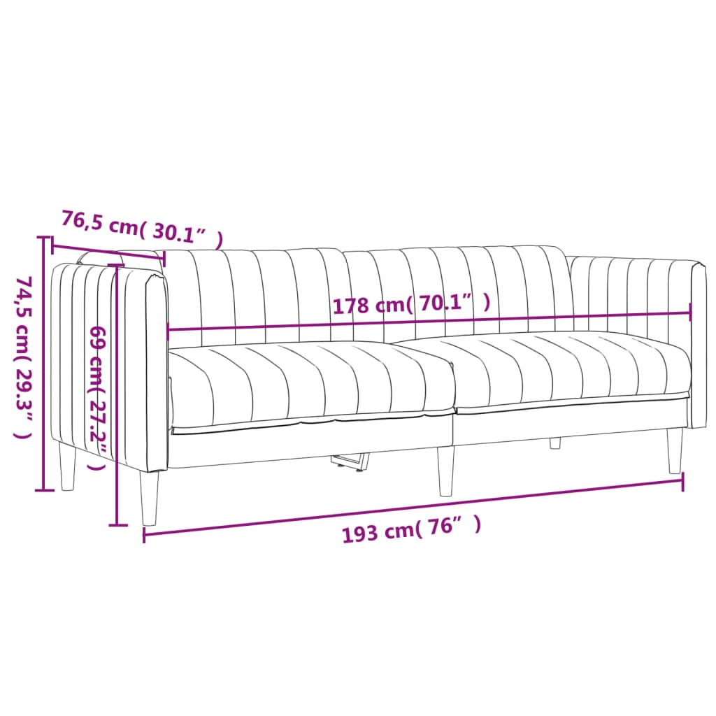 vidaXL Sofa 3-osobowa, ciemnozielona, tapicerowana tkaniną