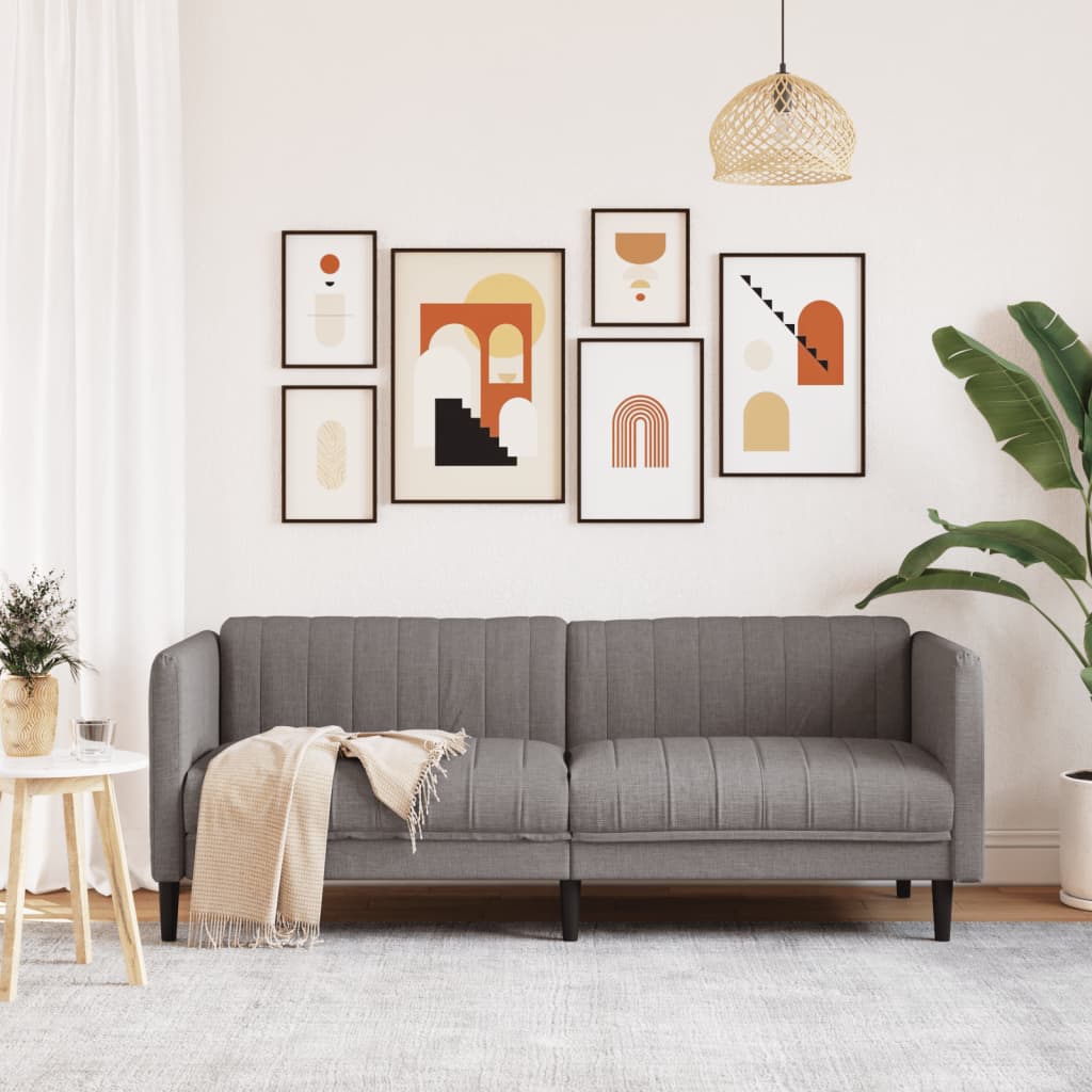 vidaXL Sofa 3-osobowa, kolor taupe, tapicerowana tkaniną