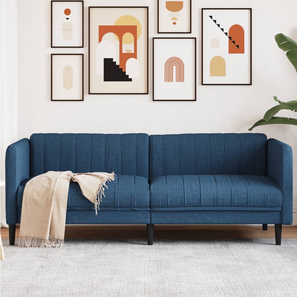 vidaXL Sofa 3-osobowa, niebieska, tapicerowana tkaniną