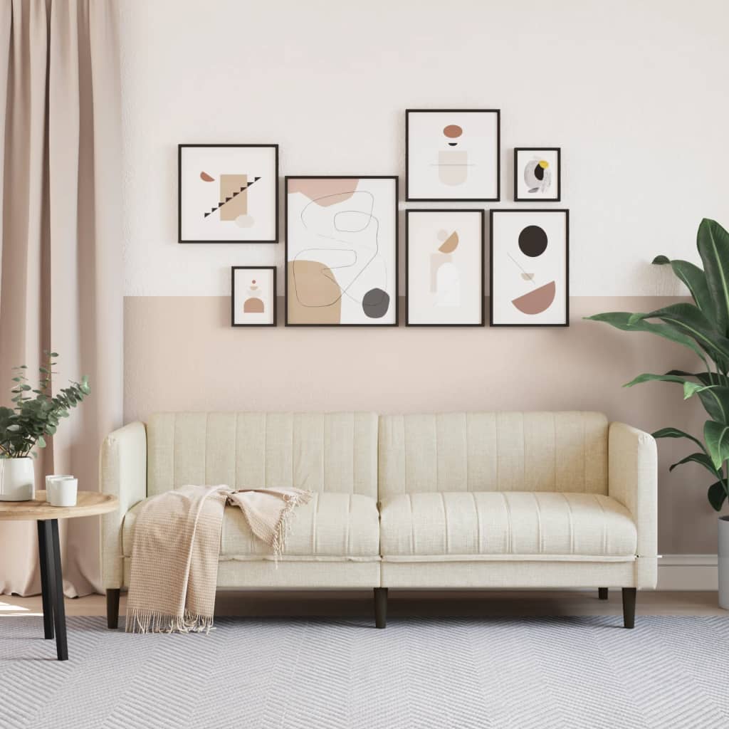 vidaXL Sofa trzyosobowa, obita lnem