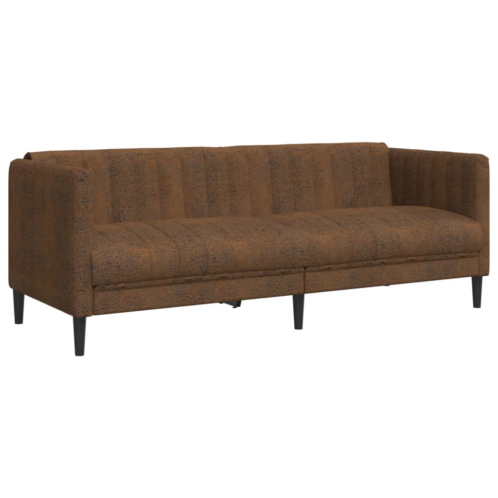 vidaXL Sofa 3-os., brązowa, sztuczna skóra zamszowa