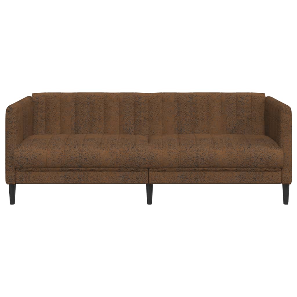 vidaXL Sofa 3-os., brązowa, sztuczna skóra zamszowa