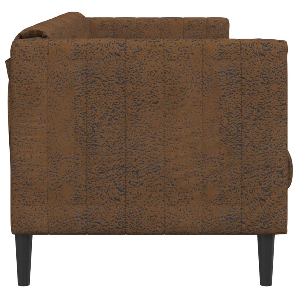 vidaXL Sofa 3-os., brązowa, sztuczna skóra zamszowa