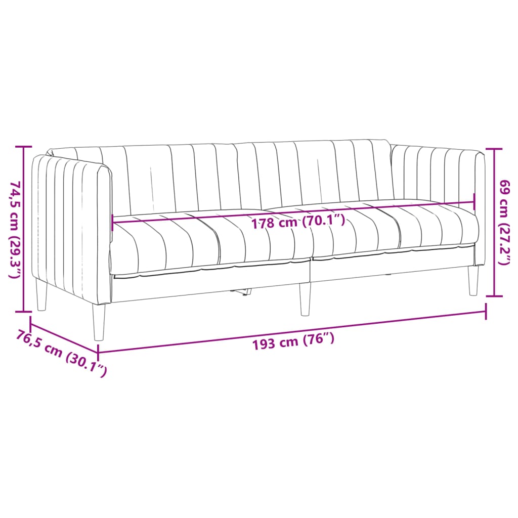 vidaXL Sofa 3-os., brązowa, sztuczna skóra zamszowa