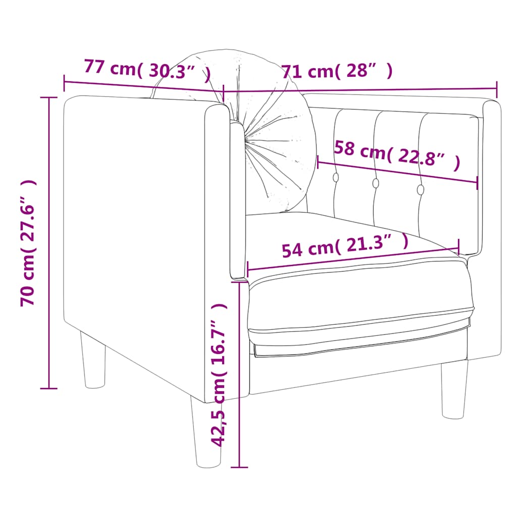 vidaXL Fotel z poduszkami, niebieski, aksamit