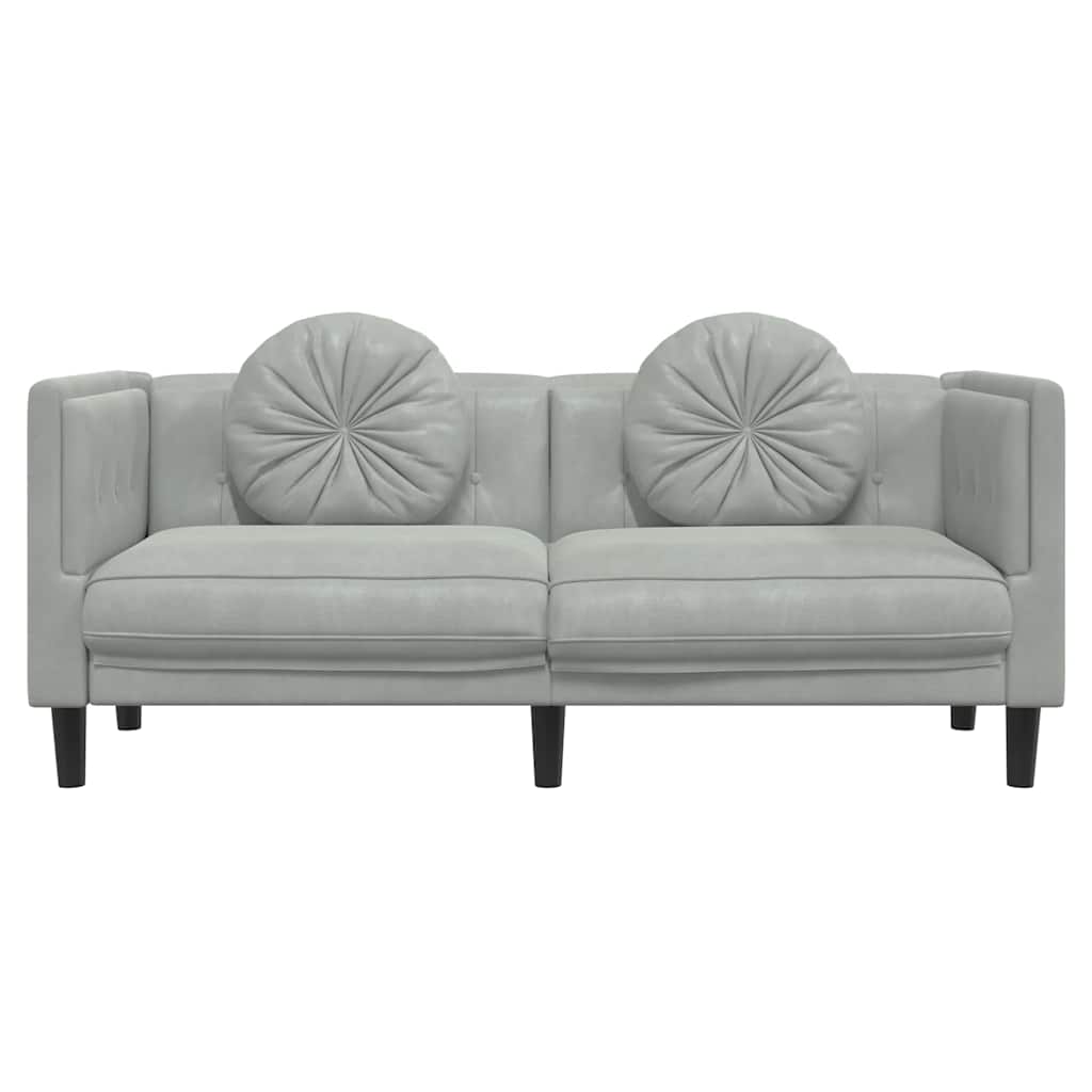 vidaXL Sofa 2-osobowa z poduszkami, jasnoszara, aksamit
