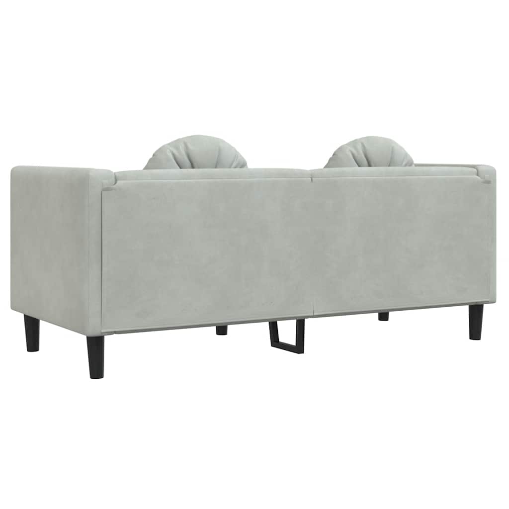 vidaXL Sofa 2-osobowa z poduszkami, jasnoszara, aksamit