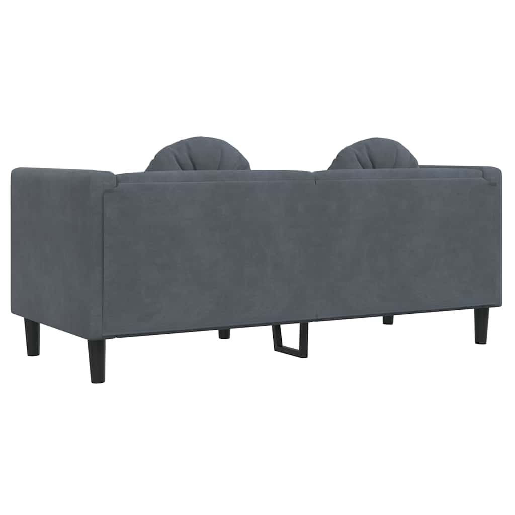 vidaXL Sofa 2-osobowa z poduszkami, ciemnoszara, aksamit