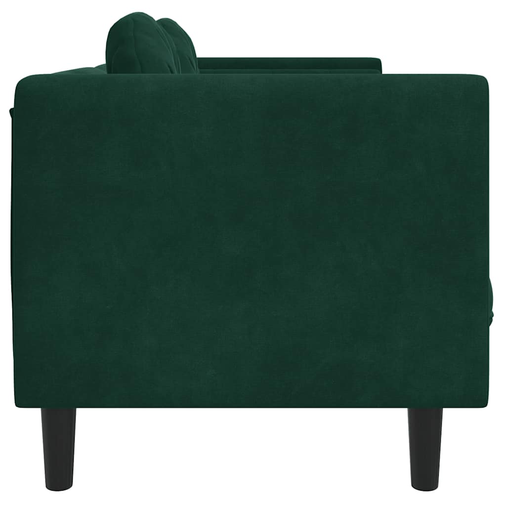 vidaXL Sofa 2-osobowa z poduszkami, ciemnozielona, aksamit