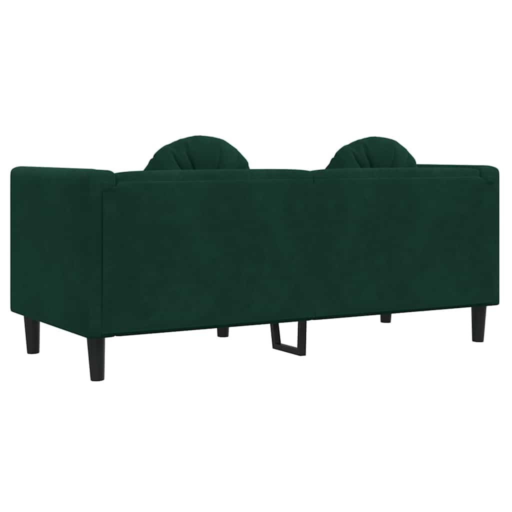 vidaXL Sofa 2-osobowa z poduszkami, ciemnozielona, aksamit