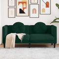 vidaXL Sofa 2-osobowa z poduszkami, ciemnozielona, aksamit