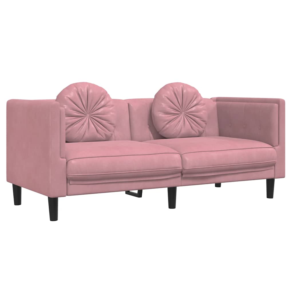 vidaXL Sofa 2-osobowa z poduszkami, różowa, aksamit