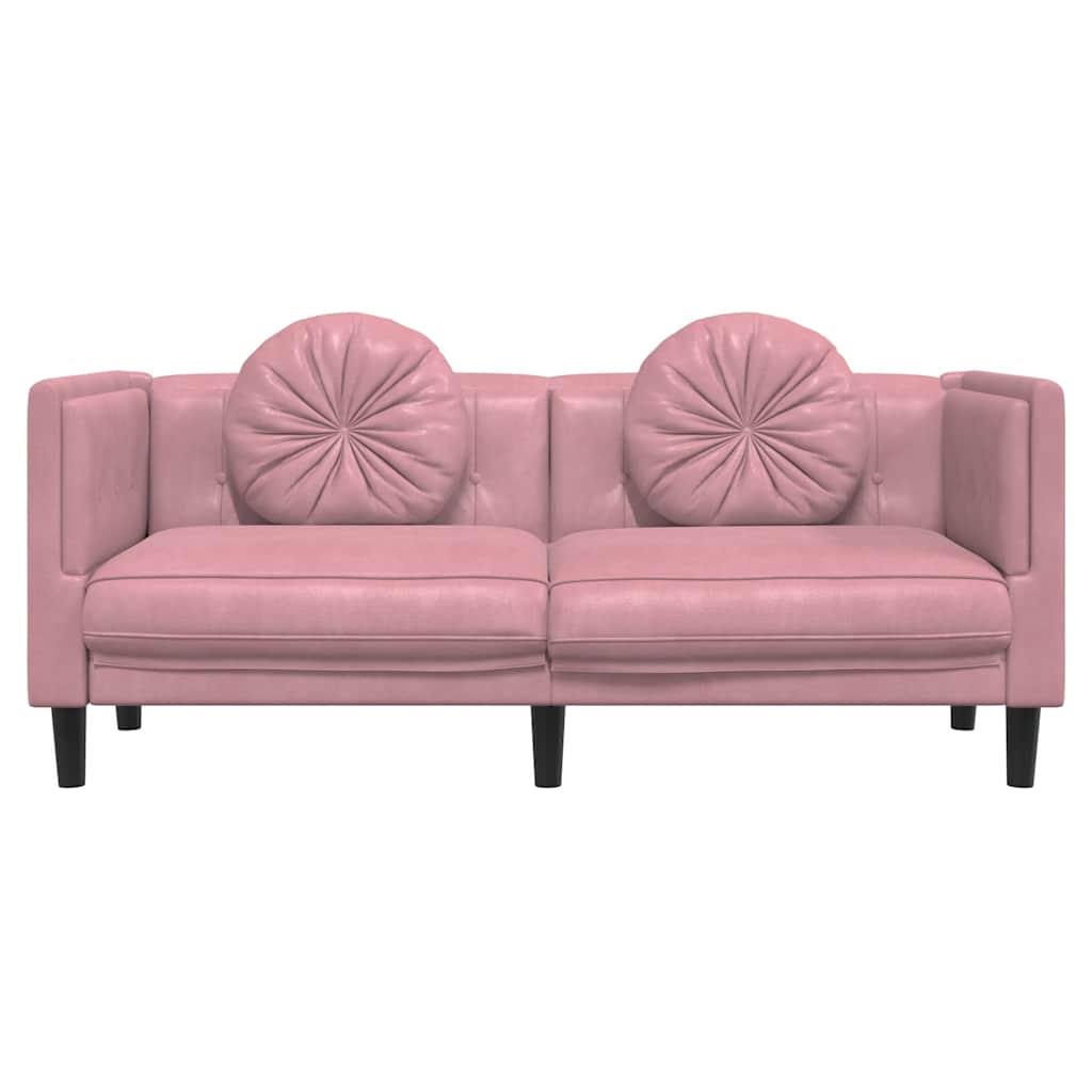 vidaXL Sofa 2-osobowa z poduszkami, różowa, aksamit