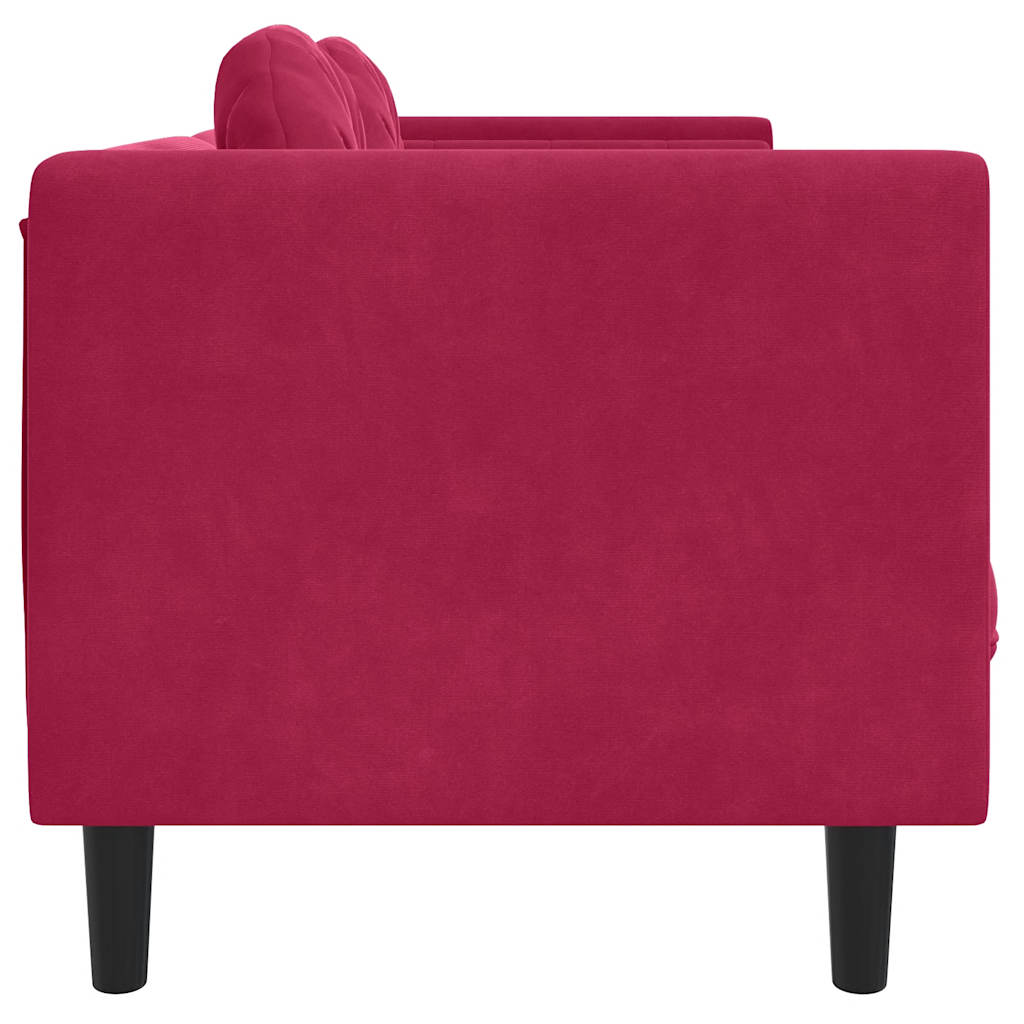 vidaXL Sofa z poduszkami, 2-osobowa, czerwone wino, aksamitna