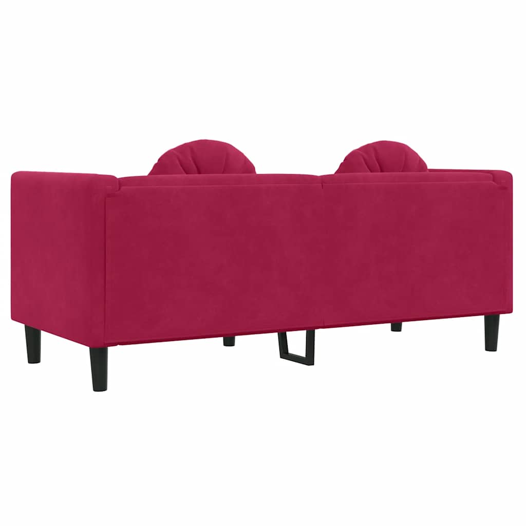 vidaXL Sofa z poduszkami, 2-osobowa, czerwone wino, aksamitna