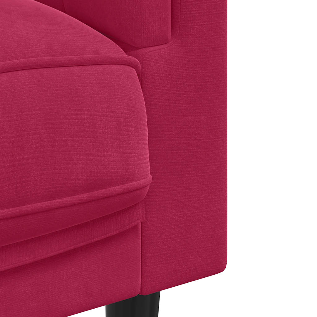 vidaXL Sofa z poduszkami, 2-osobowa, czerwone wino, aksamitna