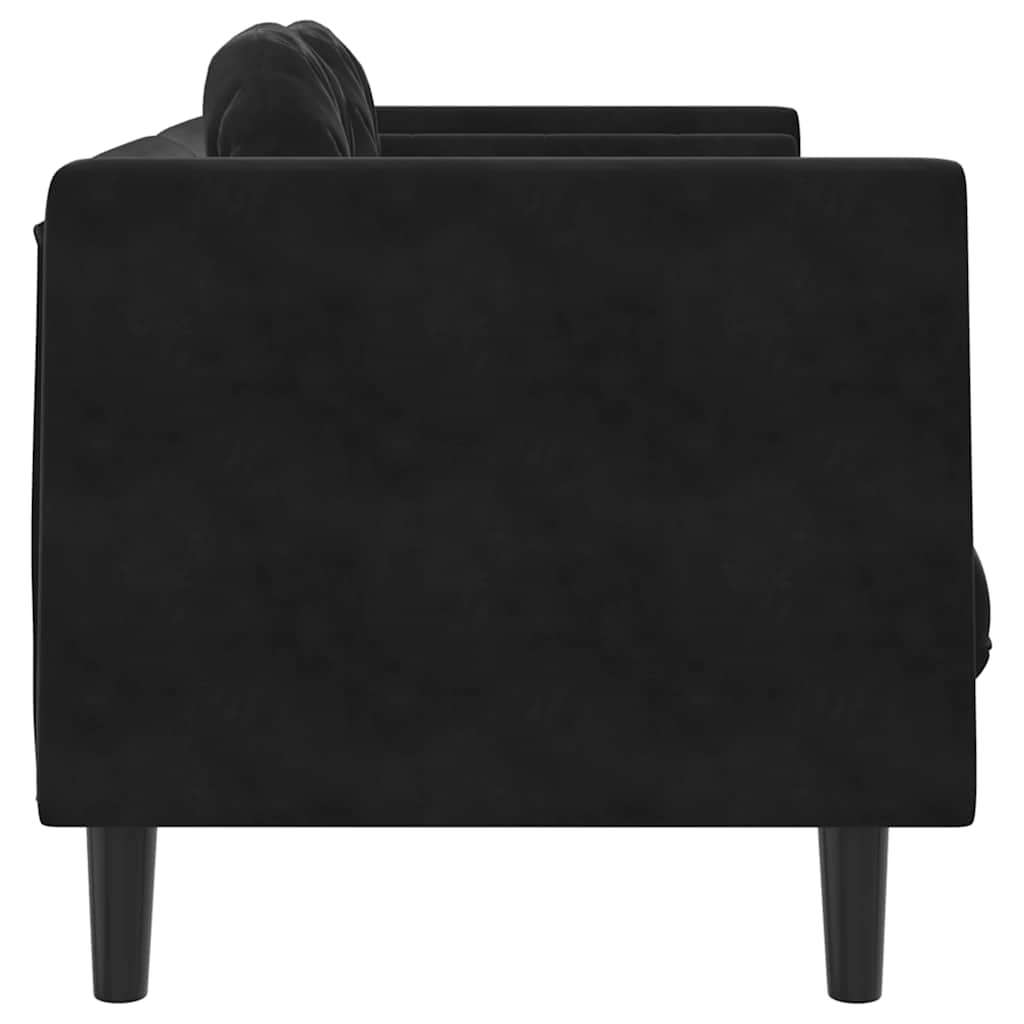 vidaXL Sofa 2-osobowa z poduszkami, czarna, aksamit
