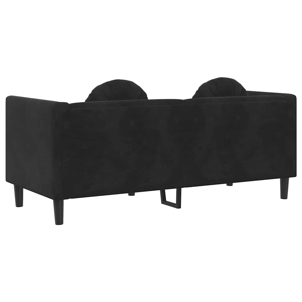vidaXL Sofa 2-osobowa z poduszkami, czarna, aksamit