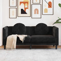 vidaXL Sofa 2-osobowa z poduszkami, czarna, aksamit
