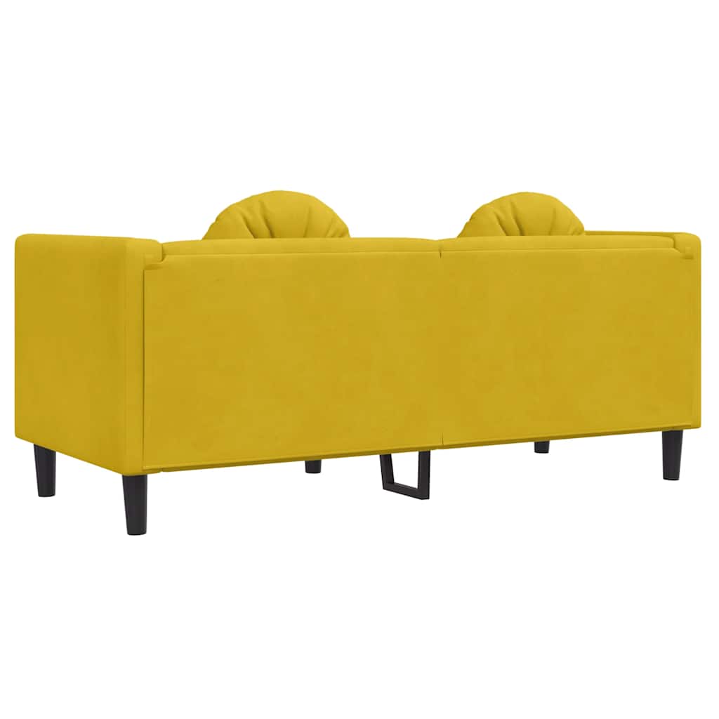 vidaXL Sofa 2-osobowa z poduszkami, żółta, aksamit