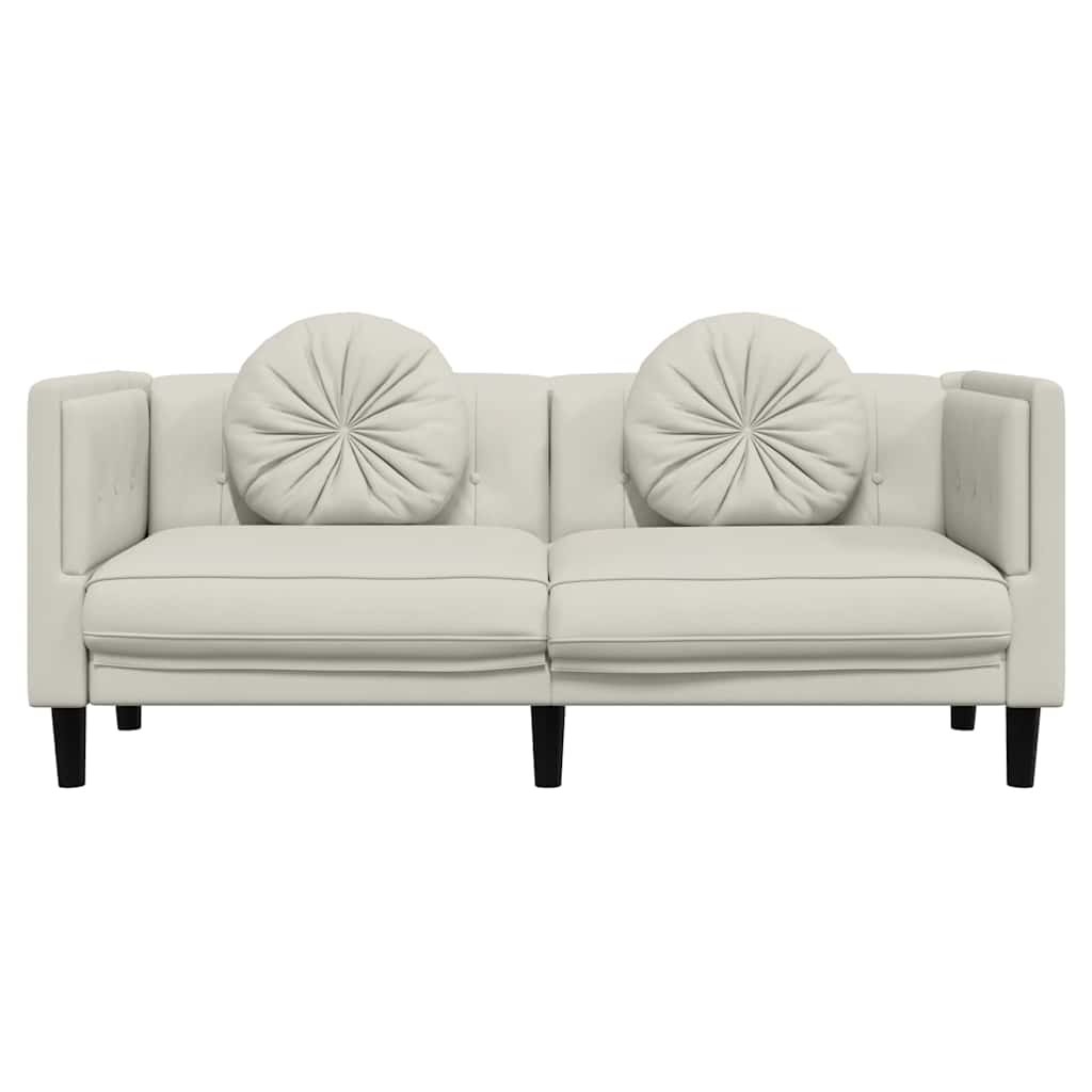 vidaXL Sofa 2-osobowa z poduszkami, kremowa, aksamit
