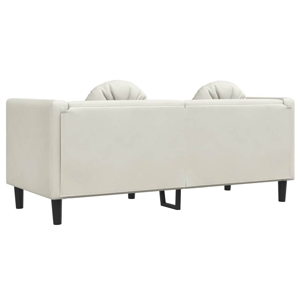 vidaXL Sofa 2-osobowa z poduszkami, kremowa, aksamit
