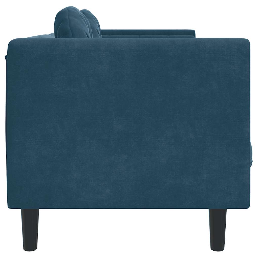 vidaXL Sofa 2-osobowa z poduszkami, niebieska, aksamit