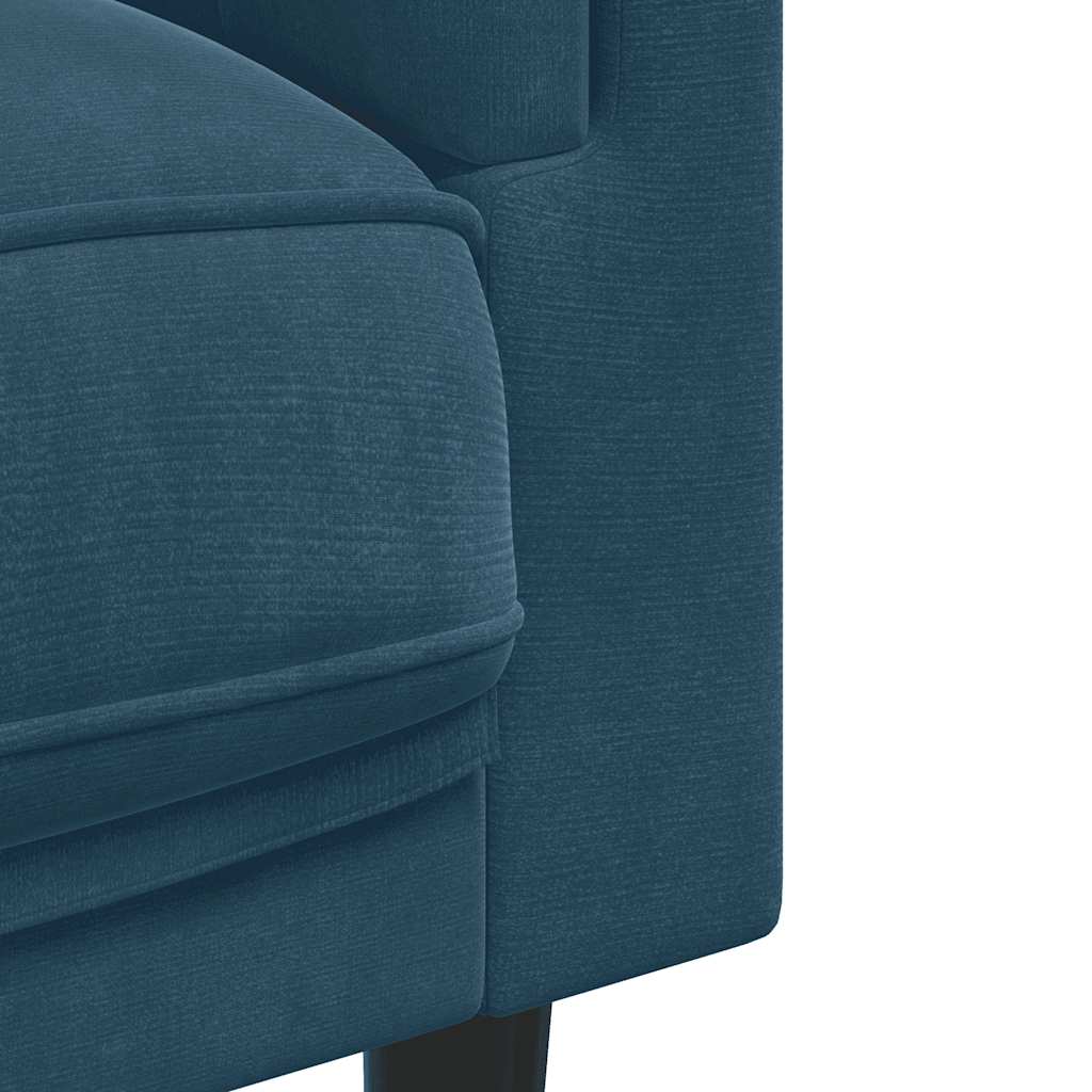vidaXL Sofa 2-osobowa z poduszkami, niebieska, aksamit