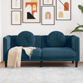 vidaXL Sofa 2-osobowa z poduszkami, niebieska, aksamit