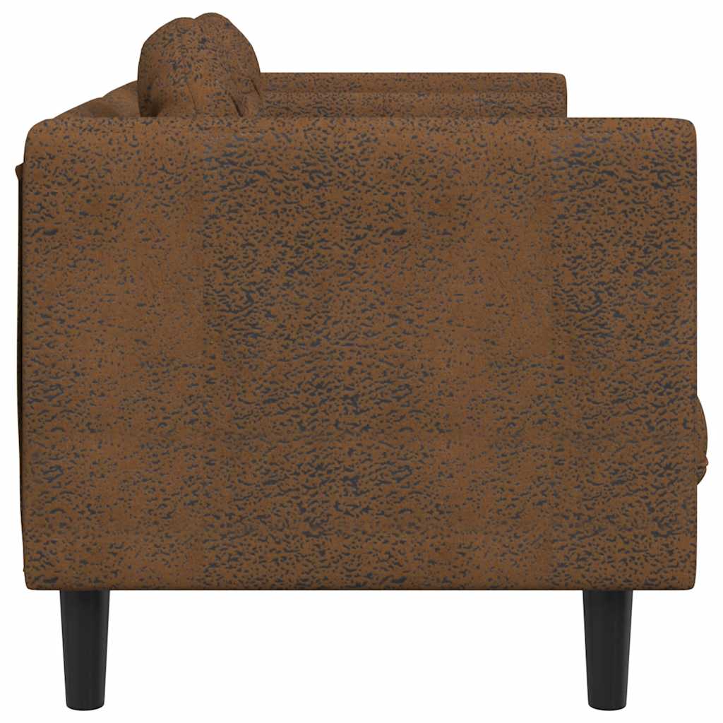 vidaXL Sofa 2-os., brązowa, sztuczna skóra zamszowa