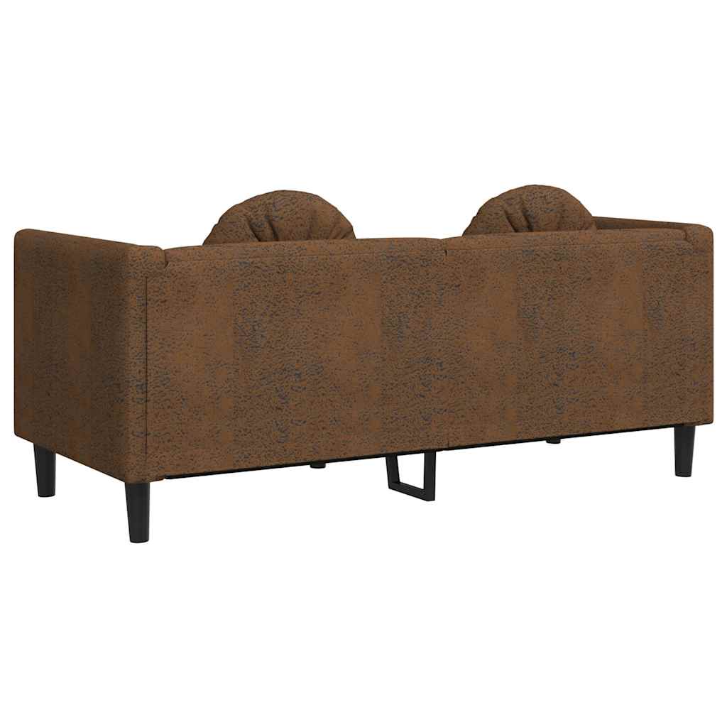 vidaXL Sofa 2-os., brązowa, sztuczna skóra zamszowa
