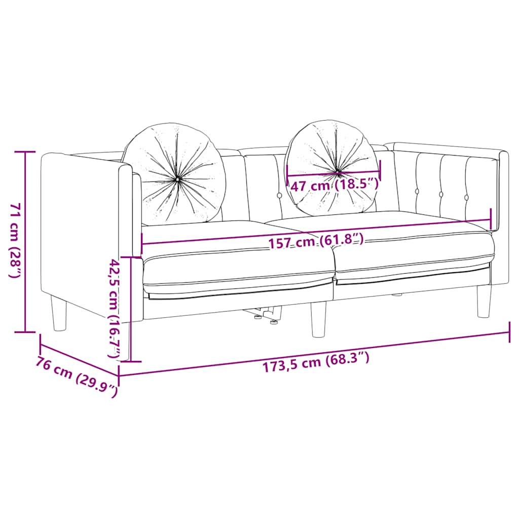 vidaXL Sofa 2-os., brązowa, sztuczna skóra zamszowa