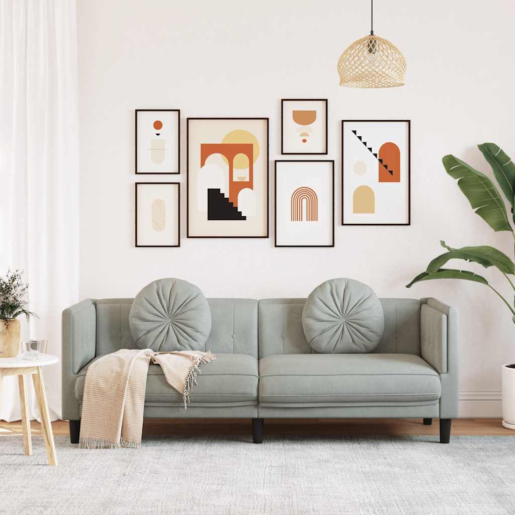 vidaXL Sofa 3-osobowa z poduszkami, jasnoszara, aksamit