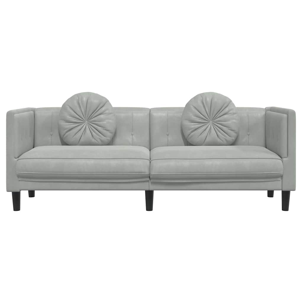 vidaXL Sofa 3-osobowa z poduszkami, jasnoszara, aksamit