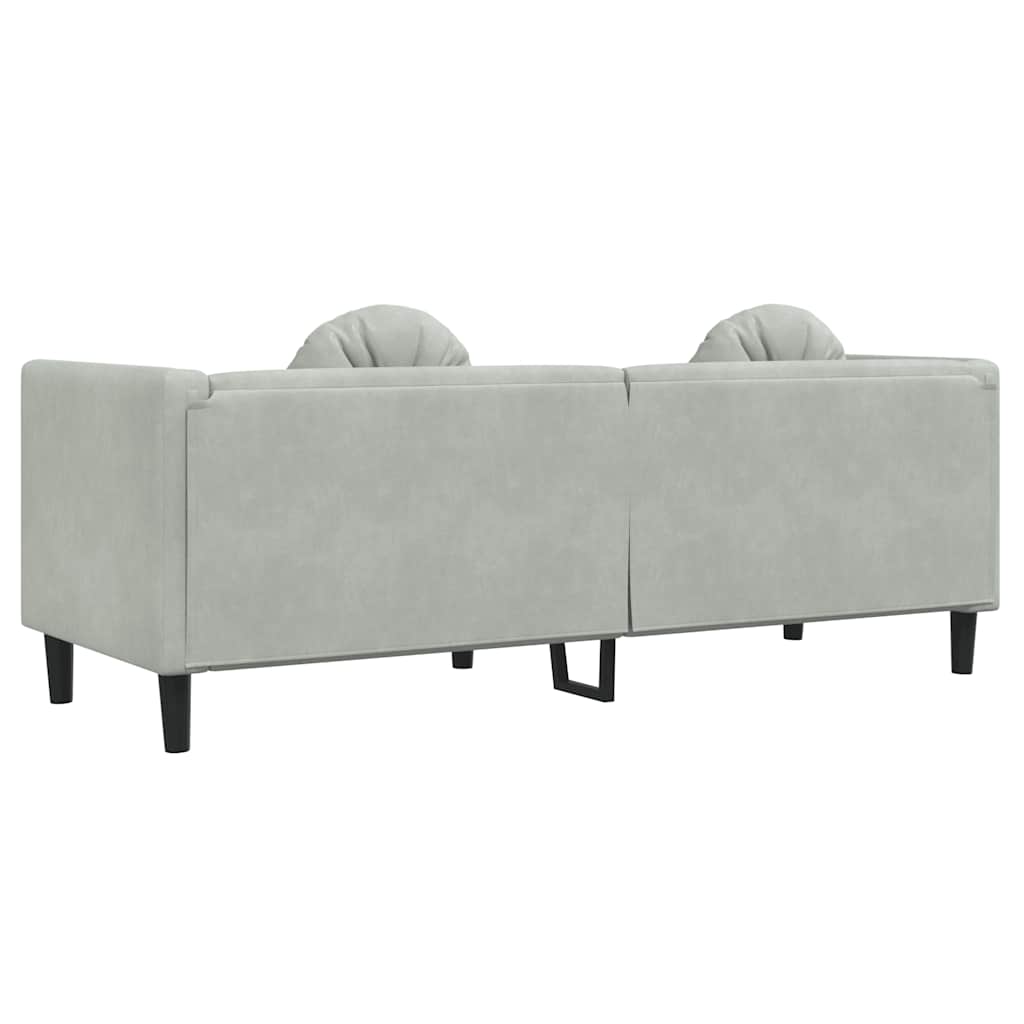 vidaXL Sofa 3-osobowa z poduszkami, jasnoszara, aksamit