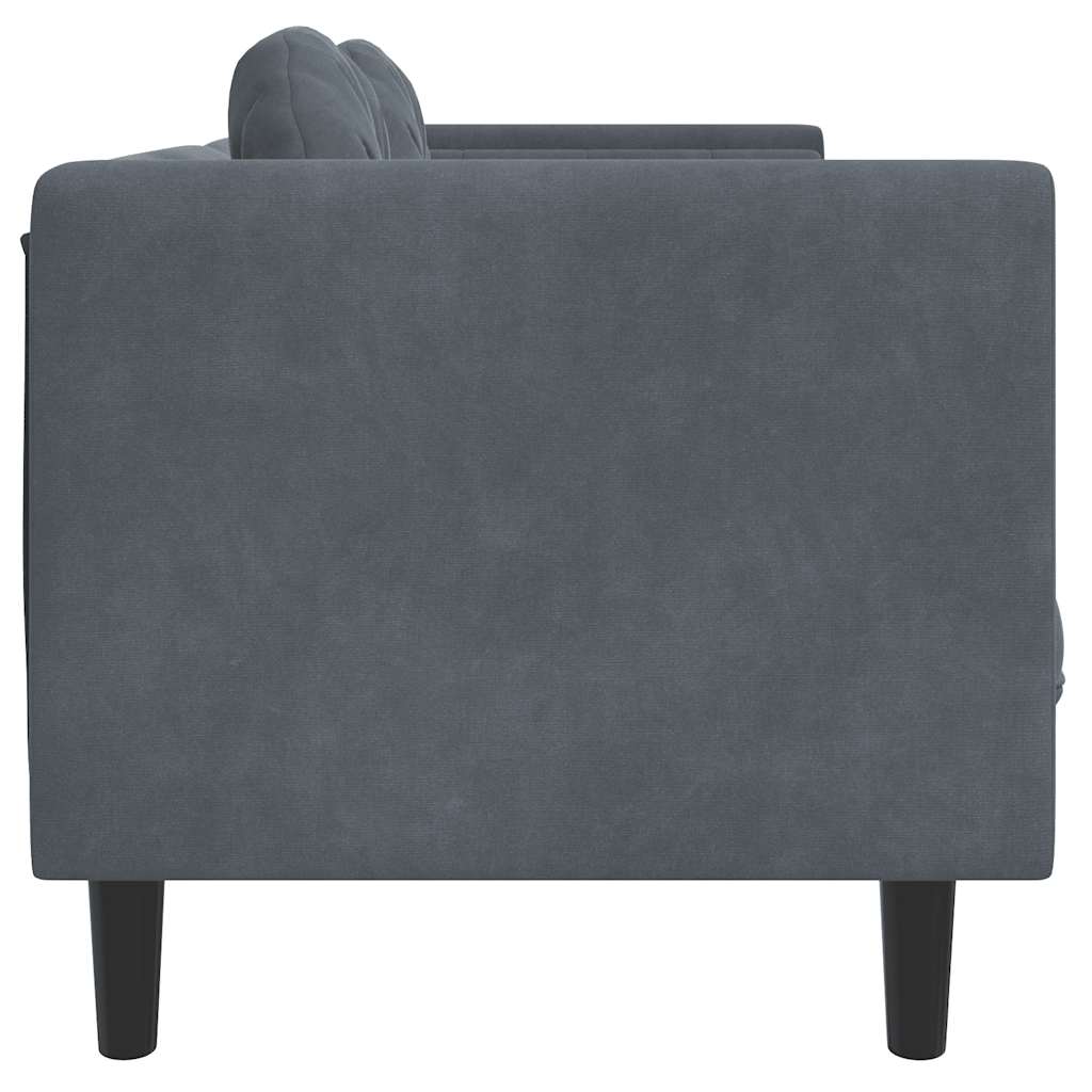 vidaXL Sofa 3-osobowa z poduszkami, ciemnoszara, aksamit