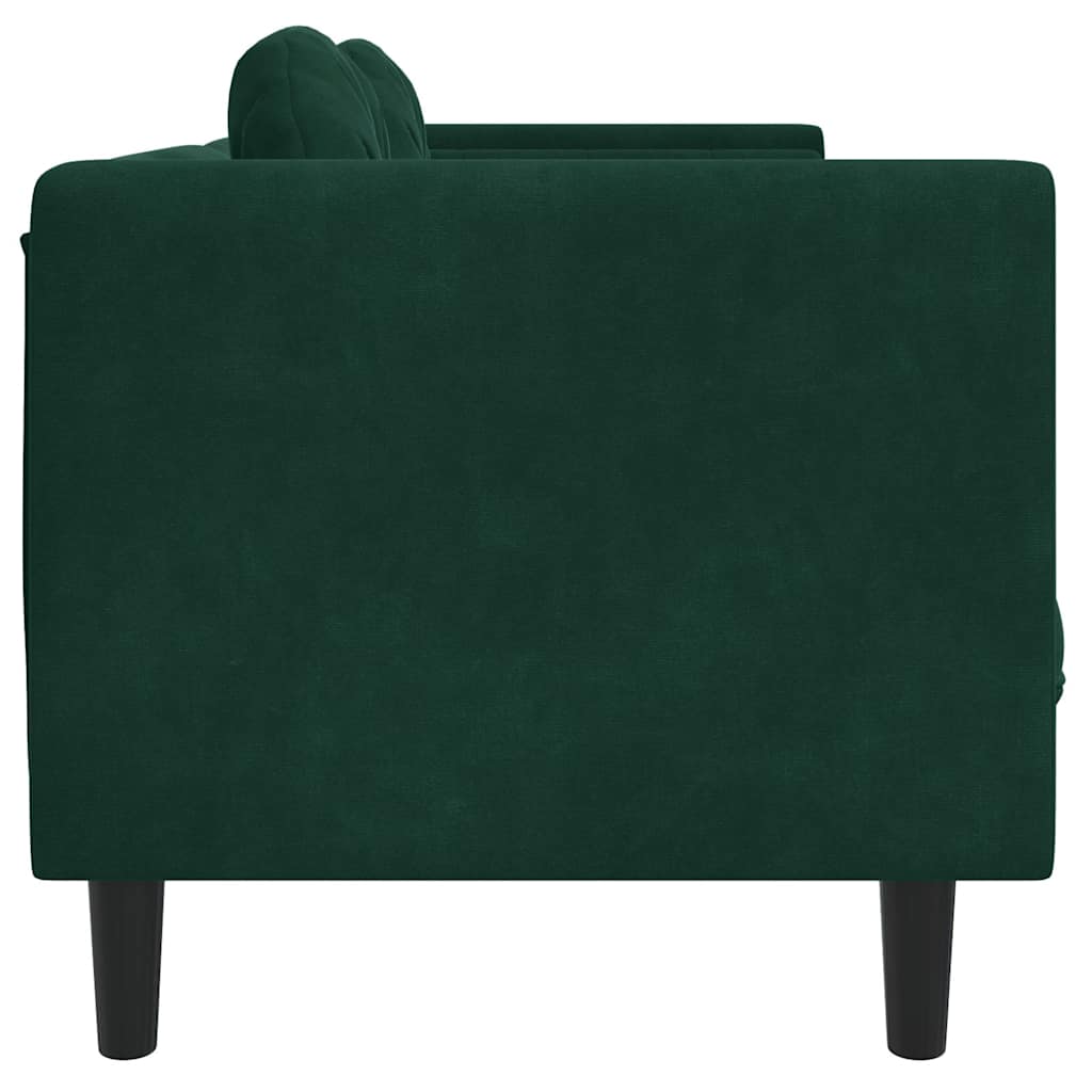 vidaXL Sofa 3-osobowa z poduszkami, ciemnozielona, aksamit