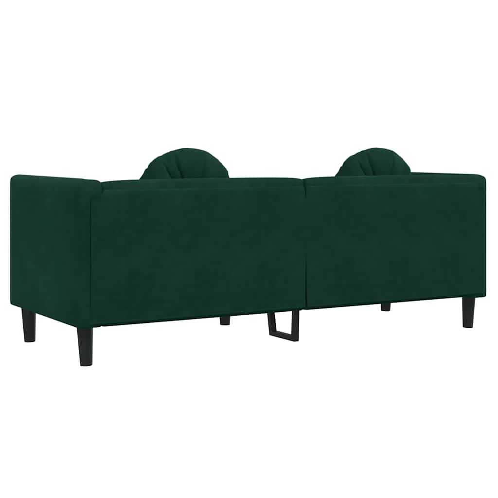 vidaXL Sofa 3-osobowa z poduszkami, ciemnozielona, aksamit