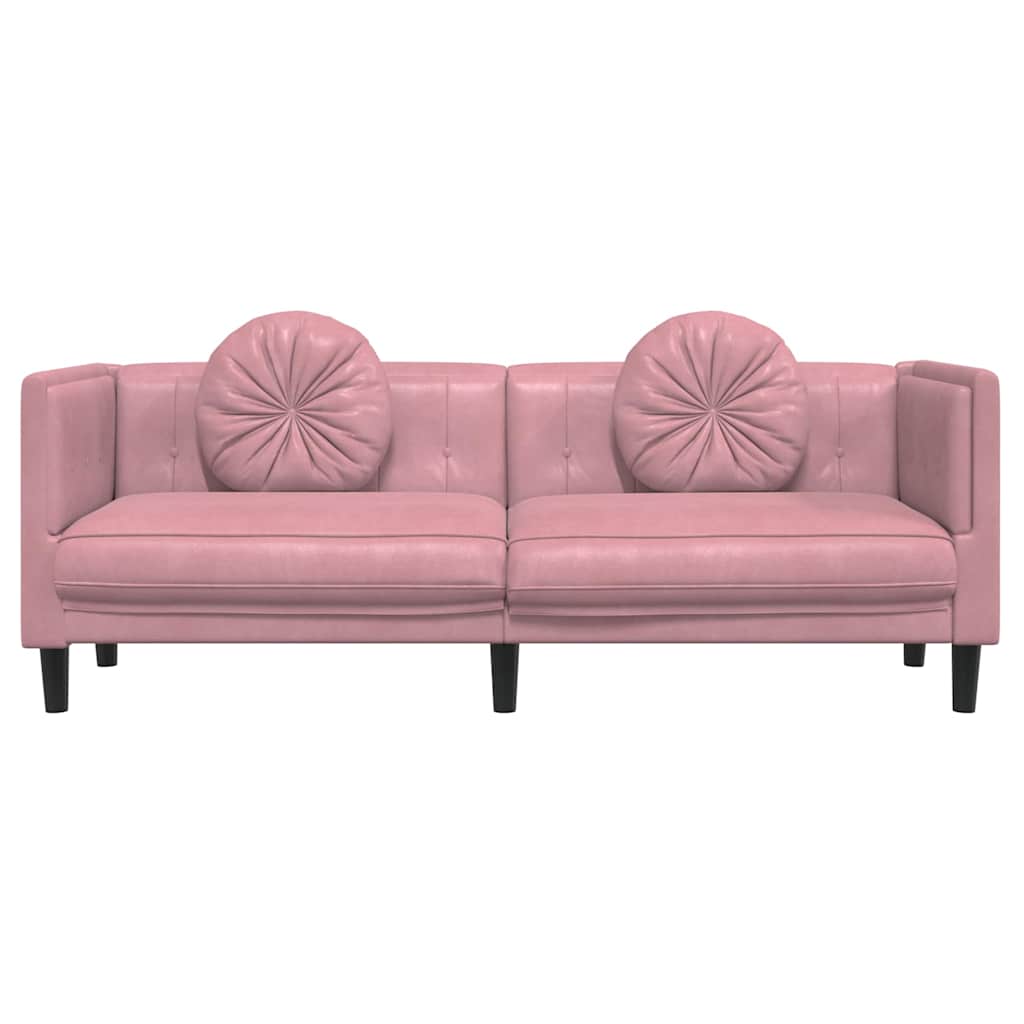 vidaXL Sofa 3-osobowa z poduszkami, różowa, aksamit