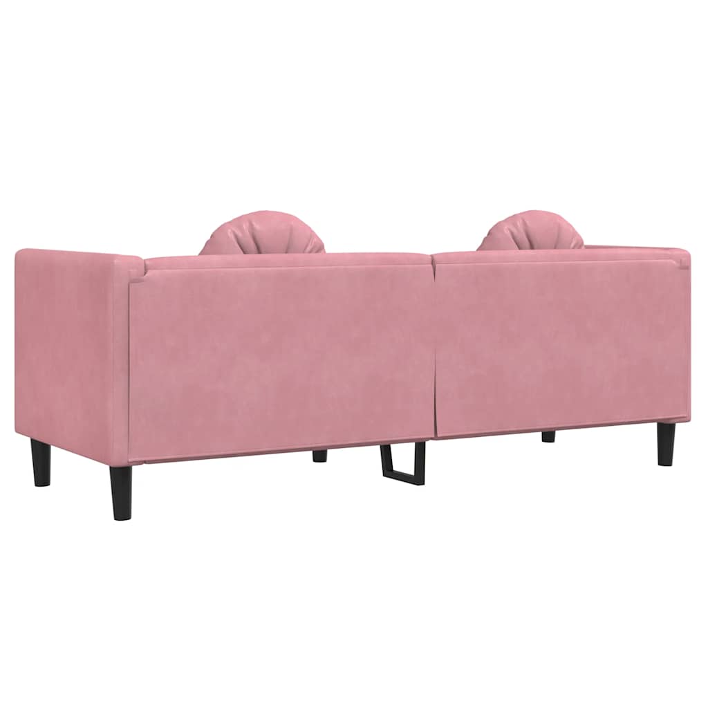 vidaXL Sofa 3-osobowa z poduszkami, różowa, aksamit