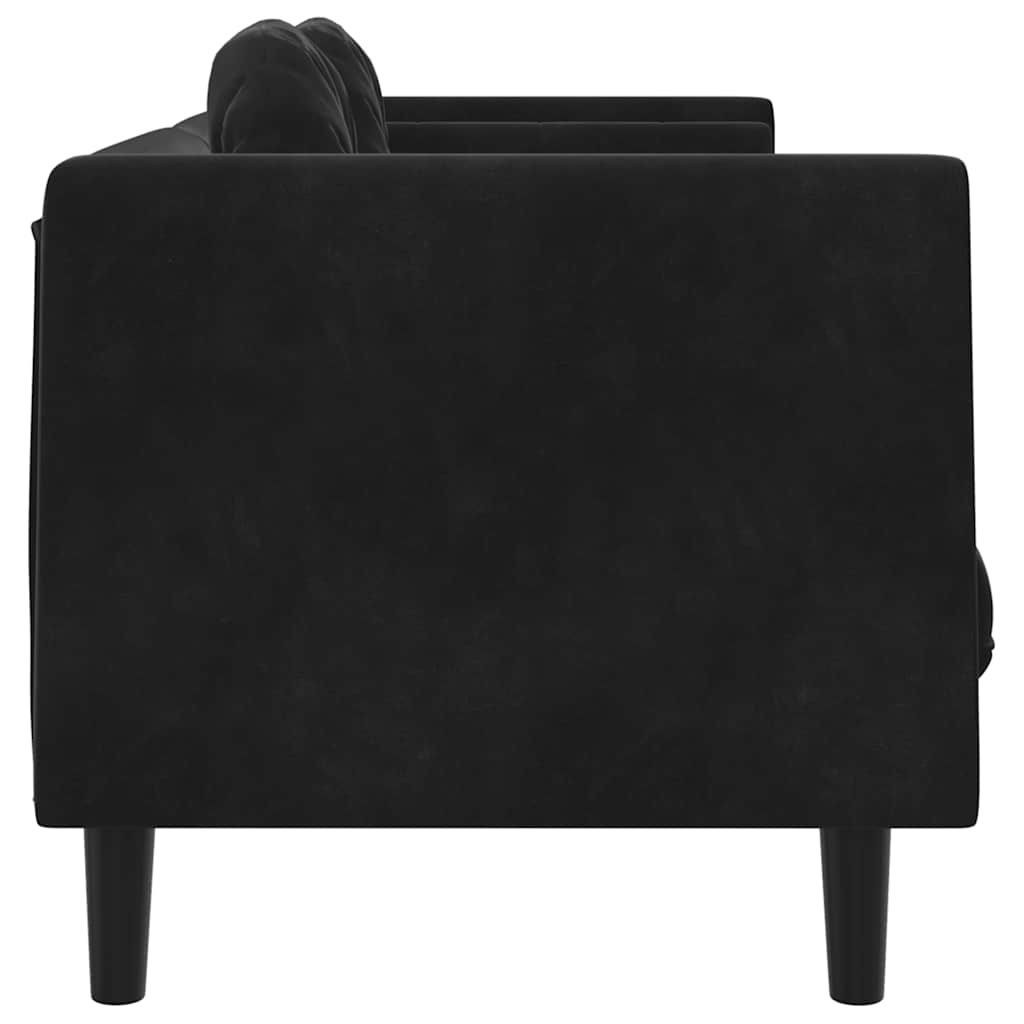 vidaXL Sofa 3-osobowa z poduszkami, czarna, aksamit